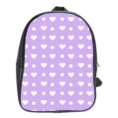 Hearts Dots Purple School Bag (xl) by snowwhitegirl