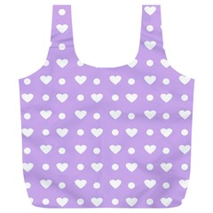 Hearts Dots Purple Full Print Recycle Bag (xl)