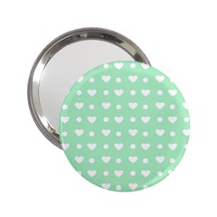 Hearts Dots Green 2 25  Handbag Mirrors by snowwhitegirl