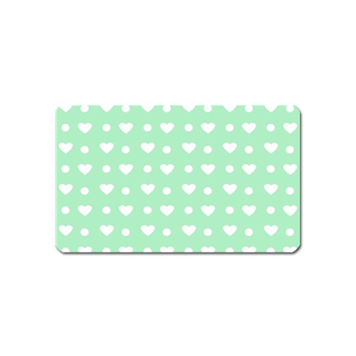 Hearts Dots Green Magnet (Name Card)