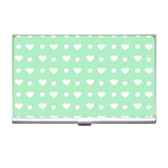 Hearts Dots Green Business Card Holders by snowwhitegirl