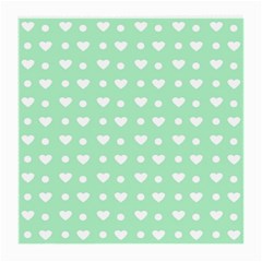 Hearts Dots Green Medium Glasses Cloth (2-side) by snowwhitegirl