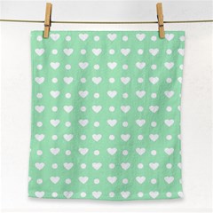 Hearts Dots Green Face Towel by snowwhitegirl