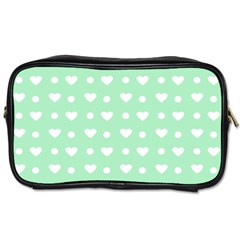 Hearts Dots Green Toiletries Bag (one Side) by snowwhitegirl