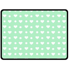 Hearts Dots Green Fleece Blanket (large)  by snowwhitegirl