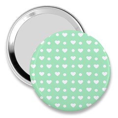 Hearts Dots Green 3  Handbag Mirrors by snowwhitegirl