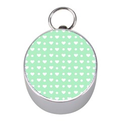 Hearts Dots Green Mini Silver Compasses by snowwhitegirl