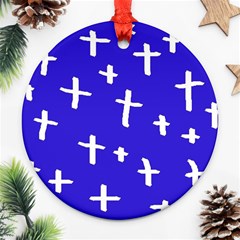 Blue White Cross Ornament (round) by snowwhitegirl