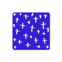 Blue White Cross Square Magnet by snowwhitegirl