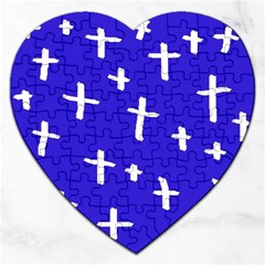 Blue White Cross Jigsaw Puzzle (heart) by snowwhitegirl