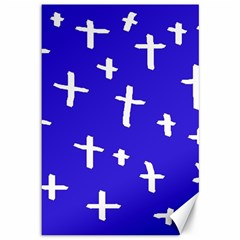 Blue White Cross Canvas 12  X 18   by snowwhitegirl