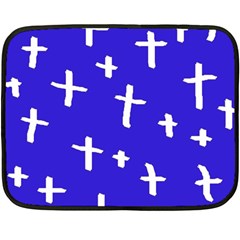 Blue White Cross Double Sided Fleece Blanket (mini)  by snowwhitegirl