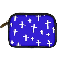 Blue White Cross Digital Camera Leather Case by snowwhitegirl