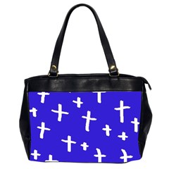 Blue White Cross Oversize Office Handbag (2 Sides) by snowwhitegirl