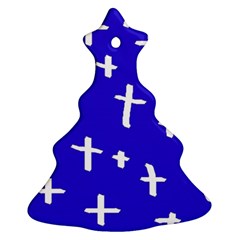 Blue White Cross Ornament (christmas Tree) 