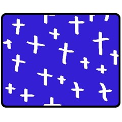 Blue White Cross Double Sided Fleece Blanket (medium)  by snowwhitegirl