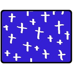 Blue White Cross Double Sided Fleece Blanket (large)  by snowwhitegirl