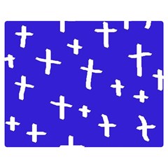 Blue White Cross Double Sided Flano Blanket (medium)  by snowwhitegirl