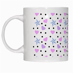 Hearts And Star Dot White White Mugs by snowwhitegirl