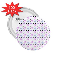 Hearts And Star Dot White 2 25  Buttons (100 Pack)  by snowwhitegirl