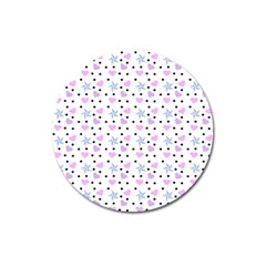 Hearts And Star Dot White Magnet 3  (round) by snowwhitegirl