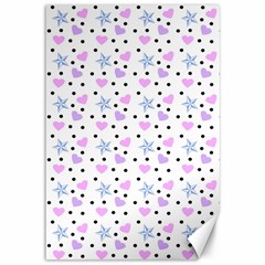 Hearts And Star Dot White Canvas 12  X 18   by snowwhitegirl