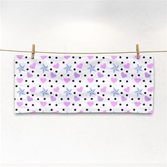 Hearts And Star Dot White Hand Towel by snowwhitegirl