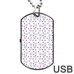 Hearts And Star Dot White Dog Tag Usb Flash (two Sides) by snowwhitegirl