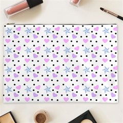 Hearts And Star Dot White Cosmetic Bag (xxl) by snowwhitegirl