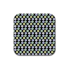 Eye Dots Black Pastel Rubber Coaster (square)  by snowwhitegirl