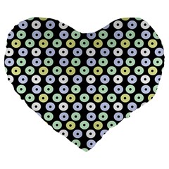 Eye Dots Black Pastel Large 19  Premium Heart Shape Cushions by snowwhitegirl