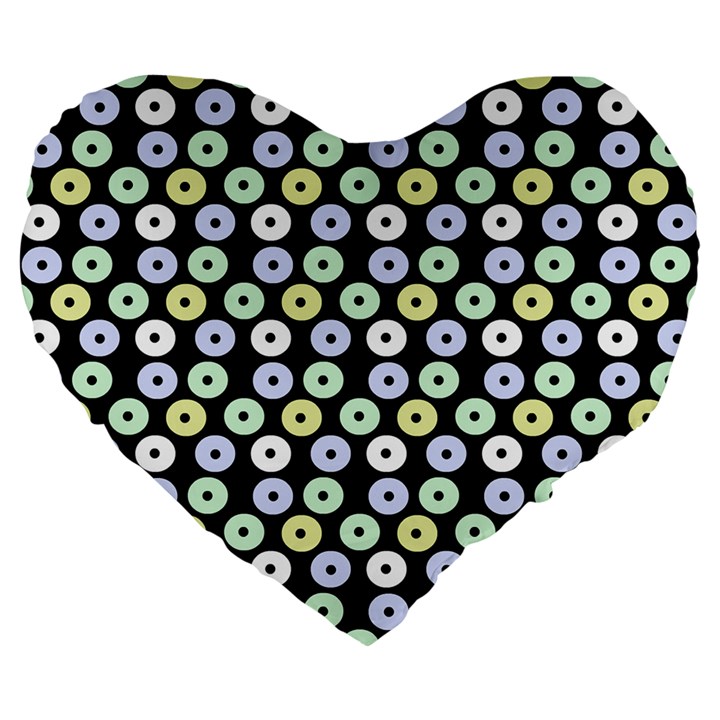 Eye Dots Black Pastel Large 19  Premium Heart Shape Cushions