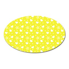 Hearts And Star Dot Yellow Oval Magnet by snowwhitegirl