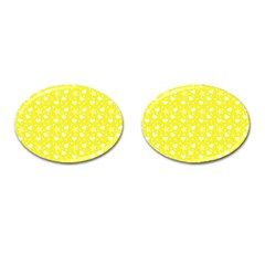 Hearts And Star Dot Yellow Cufflinks (oval) by snowwhitegirl