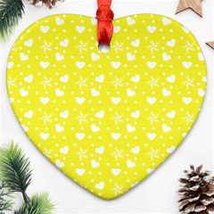 Hearts And Star Dot Yellow Heart Ornament (two Sides) by snowwhitegirl