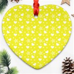 Hearts And Star Dot Yellow Heart Ornament (Two Sides) Front