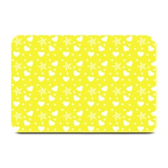 Hearts And Star Dot Yellow Plate Mats by snowwhitegirl