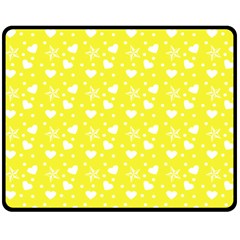 Hearts And Star Dot Yellow Fleece Blanket (medium)  by snowwhitegirl