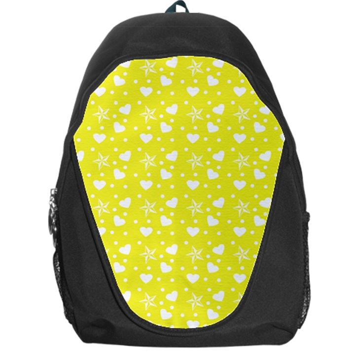 Hearts And Star Dot Yellow Backpack Bag