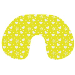 Hearts And Star Dot Yellow Travel Neck Pillows by snowwhitegirl