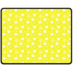 Hearts And Star Dot Yellow Double Sided Fleece Blanket (medium)  by snowwhitegirl