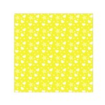 Hearts And Star Dot Yellow Small Satin Scarf (Square) Front