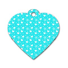 Hearts And Star Dot Blue Dog Tag Heart (two Sides) by snowwhitegirl