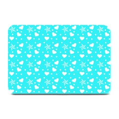 Hearts And Star Dot Blue Plate Mats by snowwhitegirl