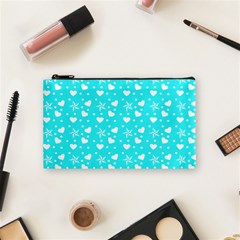 Hearts And Star Dot Blue Cosmetic Bag (small) by snowwhitegirl