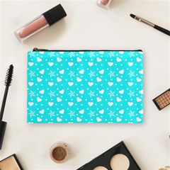 Hearts And Star Dot Blue Cosmetic Bag (medium) by snowwhitegirl