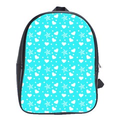 Hearts And Star Dot Blue School Bag (large) by snowwhitegirl