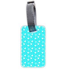 Hearts And Star Dot Blue Luggage Tags (two Sides) by snowwhitegirl