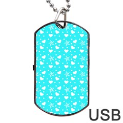 Hearts And Star Dot Blue Dog Tag Usb Flash (two Sides) by snowwhitegirl