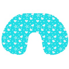 Hearts And Star Dot Blue Travel Neck Pillows by snowwhitegirl